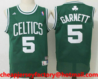 Men's Boston Celtics #5 Kevin Garnett Green Hardwood Classics Soul Swingman Stitched NBA Throwback Jersey