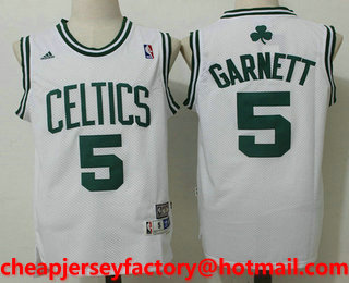 Men's Boston Celtics #5 Kevin Garnett White Hardwood Classics Soul Swingman Stitched NBA Throwback Jersey