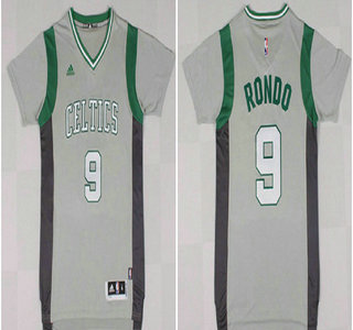 Men's Boston Celtics #9 Rajon Rondo Revolution 30 Swingman 2015-16 New Grey Short-Sleeved Jersey