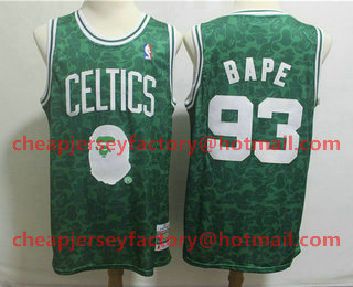 Men's Boston Celtics #93 Bape Green Hardwood Classics Soul Swingman Throwback Jersey