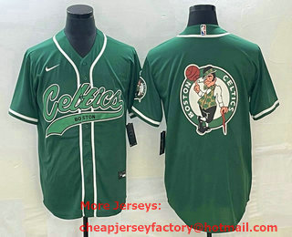 Men's Boston Celtics Big Logo Green Stitched Baseball Jersey 11