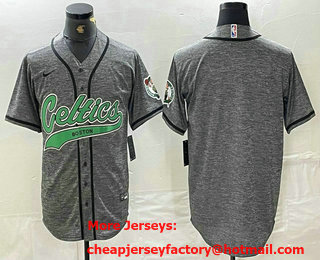 Men's Boston Celtics Blank Grey Gridiron Cool Base Stitched Baseball Jersey