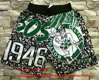 Men's Boston Celtics Green Big Face Mitchell Ness Hardwood Classics Soul Swingman Throwback Shorts