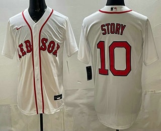 Men's Boston Red Sox #10 Trevor Story White Cool Base Jersey