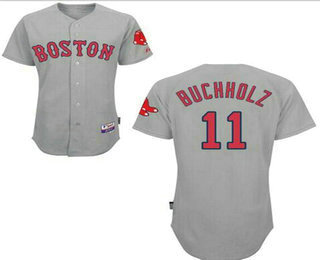 Men's Boston Red Sox #11 Clay Buchholz Gray Road Stitched Baseball Jersey