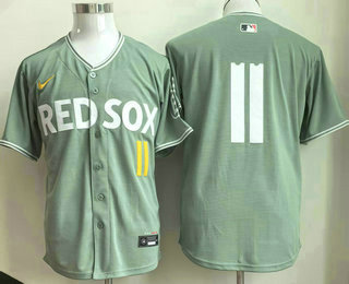 Men's Boston Red Sox #11 Rafael Devers Light Green 2025 City Connect Limited Jersey