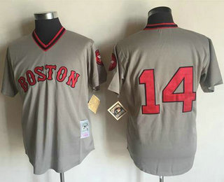 Men's Boston Red Sox #14 Jim Rice Gray Pullover Throwback Cooperstown Collection Stitched MLB Mitchell & Ness Jersey