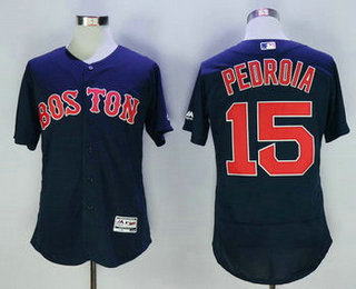 Men's Boston Red Sox #15 Dustin Pedroia Navy Blue 2016 Flexbase Baseball Jersey