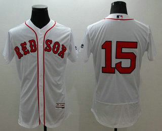 Men's Boston Red Sox #15 Dustin Pedroia White Flexbase 2016 MLB Player Jersey
