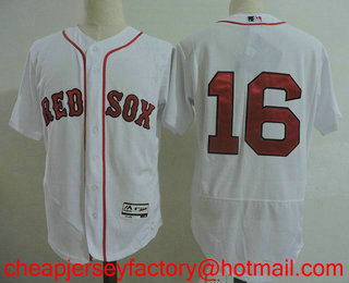 Men's Boston Red Sox #16 Andrew Benintendi No Name White Home Stitched MLB Flex Base Jersey