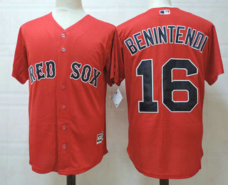 Men's Boston Red Sox #16 Andrew Benintendi Red Alternate Stitched MLB Cool Base Jersey
