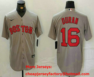 Men's Boston Red Sox #16 Jarren Duran Grey Stitched Baseball Jersey