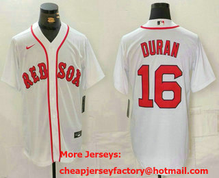 Men's Boston Red Sox #16 Jarren Duran White Stitched Baseball Jersey