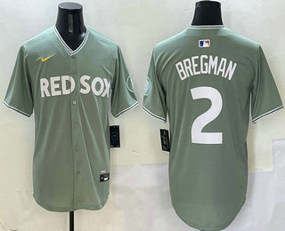 Men's Boston Red Sox #2 Alex Bregman Green 2025 City Connect Limited Stitched Jersey