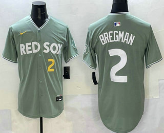 Men's Boston Red Sox #2 Alex Bregman Number Green 2025 City Connect Limited Stitched Jersey