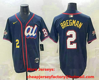 Men's Boston Red Sox #2 Alex Bregman Number Navy 2025 All Star Limited Stitched Jersey