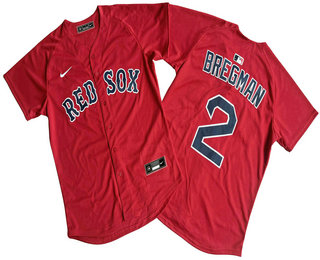 Men's Boston Red Sox #2 Alex Bregman Red Limited Stitched Jersey