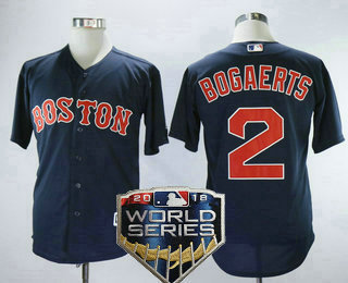 Men's Boston Red Sox #2 Xander Bogaerts Navy Blue 2018 World Series Patch New Cool Base Stitched MLB Jersey
