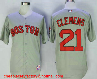 Men's Boston Red Sox #21 Roberto Clemente Retired Gray Stitched MLB Cool Base Jersey