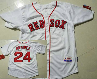 Men's Boston Red Sox #24 Manny Ramirez Retired White Stitched Baseball Jersey