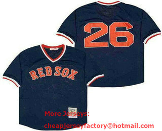 Men's Boston Red Sox #26 Wade Boggs Navy Mesh Throwback Jersey