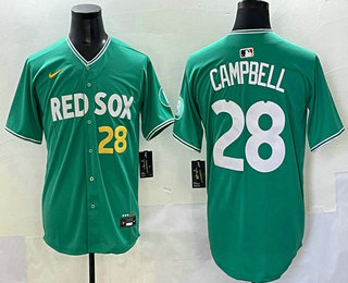 Men's Boston Red Sox #28 Kristian Campbell Green 2025 City Connect Player Name Limited Jersey