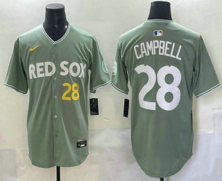 Men's Boston Red Sox #28 Kristian Campbell Light Green 2025 City Connect Player Name Limited Jersey