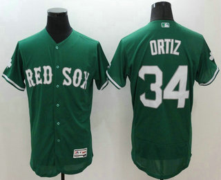 Men's Boston Red Sox #34 David Ortiz Green Celtic Flexbase Authentic Collection Player Jersey