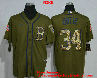 Men's Boston Red Sox #34 David Ortiz Green Salute To Service Stitched MLB Cool Base Nike Jersey
