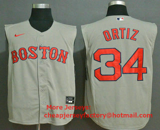 Men's Boston Red Sox #34 David Ortiz Grey 2020 Cool and Refreshing Sleeveless Fan Stitched MLB Nike Jersey