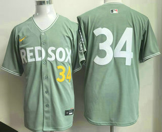 Men's Boston Red Sox #34 David Ortiz Light Green 2025 City Connect Limited Jersey