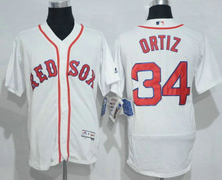 Men's Boston Red Sox #34 David Ortiz Name White 2016 Flexbase Baseball Jersey