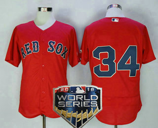 Men's Boston Red Sox #34 David Ortiz No Name Orange 2018 World Series Patch Flexbase Stitched Baseball Jersey