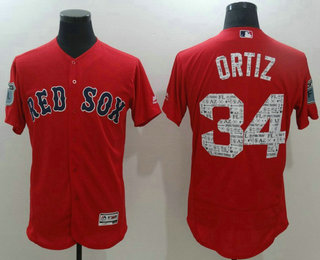 Men's Boston Red Sox #34 David Ortiz Red 2017 Spring Training Stitched MLB Flex Base Jersey