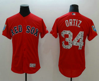 Men's Boston Red Sox #34 David Ortiz Red 2018 Spring Training Stitched MLB Flex Base Jersey