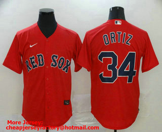 Men's Boston Red Sox #34 David Ortiz Red Stitched MLB Cool Base Nike Jersey