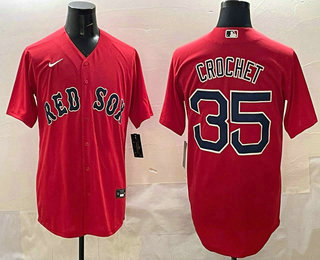 Men's Boston Red Sox #35 Garrett Crochet Red Cool Base Stitched Jersey