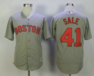 Men's Boston Red Sox #41 Chris Sale Gray Road Stitched MLB Cool Base Jersey