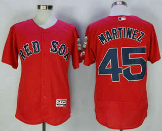 Men's Boston Red Sox #45 Pedro Martinez Retired Red Stitched MLB 2016 Flex Base Jersey