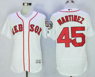 Men's Boston Red Sox #45 Pedro Martinez Retired White Stitched MLB 2016 Flex Base Jersey