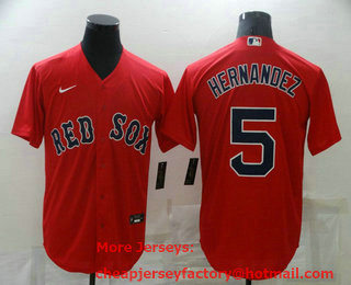 Men's Boston Red Sox #5 Enrique Hernandez Red New Cool Base Stitched Nike Jersey
