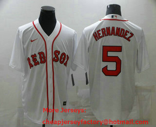 Men's Boston Red Sox #5 Enrique Hernandez White New Cool Base Stitched Nike Jersey