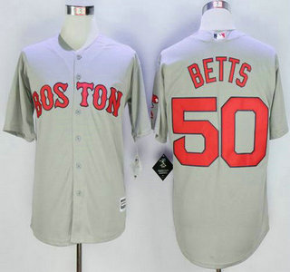 Men's Boston Red Sox #50 Mookie Betts Grey New Cool Base Jersey