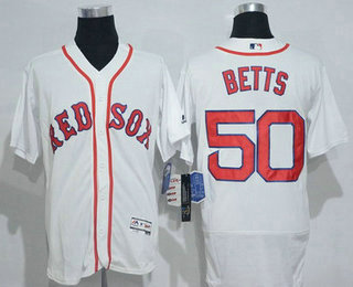 Men's Boston Red Sox #50 Mookie Betts Name White 2016 Flexbase Baseball Jersey