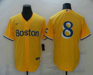 Men's Boston Red Sox #8 Carl Yastrzemski Gold No Name 2021 City Connect Stitched MLB Cool Base Nike Jersey