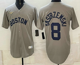 Men's Boston Red Sox #8 Carl Yastrzemski Grey Cooperstown Collection Limited Stitched Jersey