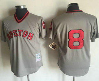 Men's Boston Red Sox #8 Carl Yastrzemski Gray Pullover Throwback Cooperstown Collection Stitched MLB Mitchell & Ness Jersey