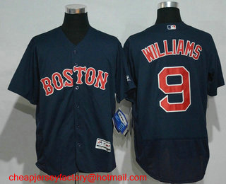 Men's Boston Red Sox #9 Ted Williams Retired Navy Blue Stitched MLB 2016 Flex Base Jersey