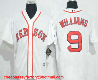 Men's Boston Red Sox #9 Ted Williams Retired White Stitched MLB Cool Base Jersey