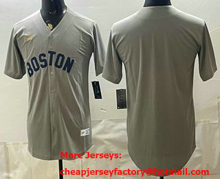 Men's Boston Red Sox Blank Grey Cooperstown Collection Limited Stitched Jersey